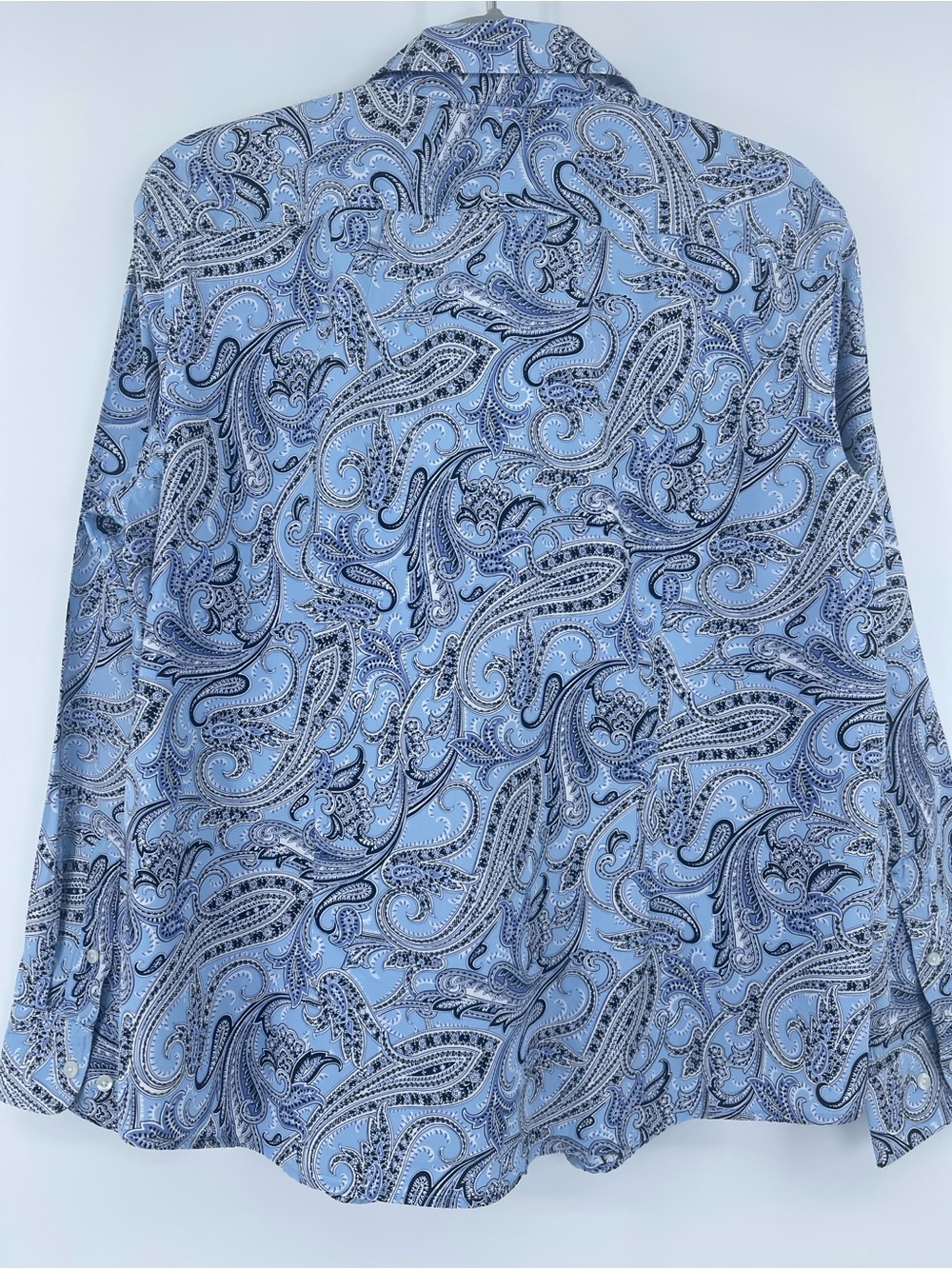 Women’s Chaps Blue Navy Cream Paisley Button-Up Shirt XL - Picture 6 of 8